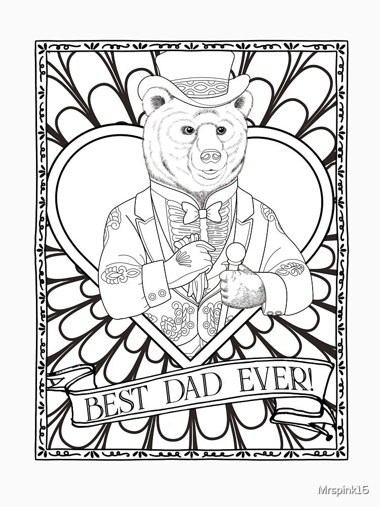 Best Dad Ever Vintage Black & White Bear In Regal Costume by Mrspink16 T-Shirts, Hoodie, Sweatshirt (Image 3)