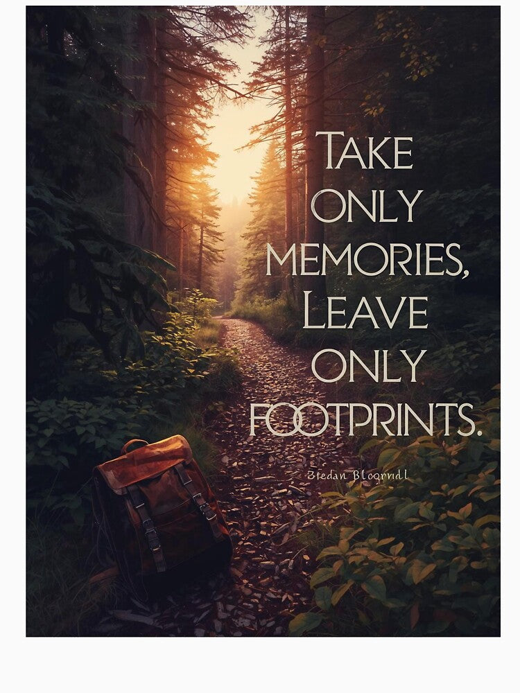 Take Only Memories Leave Only Footprints Camping T-Shirt | Nature Wisdom Art by Falconwolf Hoodie, Sweatshirt (Image 3)