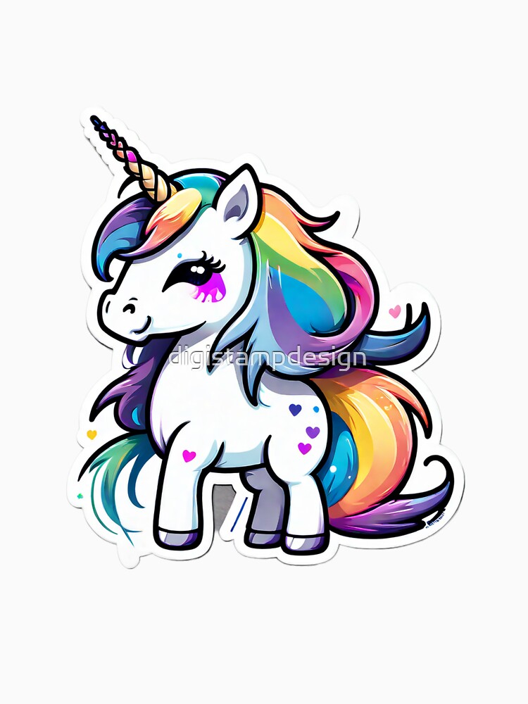 Blissful unicorn fairytale creature in rainbow colors - rainbow heart by digistampdesign T-Shirts, Hoodie,... (Image 3)