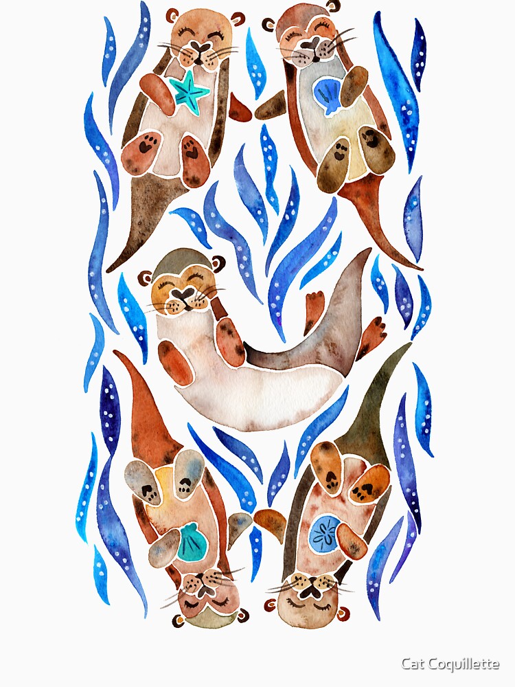 Five Otters – Blue Palette by Cat Coquillette T-Shirts, Hoodie, Sweatshirt | BlankRebels.com (Image 3)