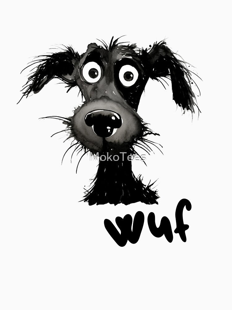 Dog saying wuf, Funny cartoon Black Dog T-Shirt by MokoTees Hoodie, Sweatshirt | BlankRebels.com (Image 3)