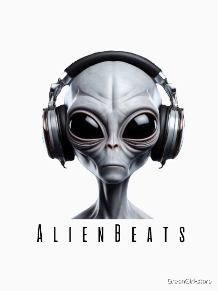 Alien Beats Cosmic DJ Portrait - Alien T-Shirt Design by GreenGirl-store Hoodie, Sweatshirt | BlankRebels.com (Image 3)