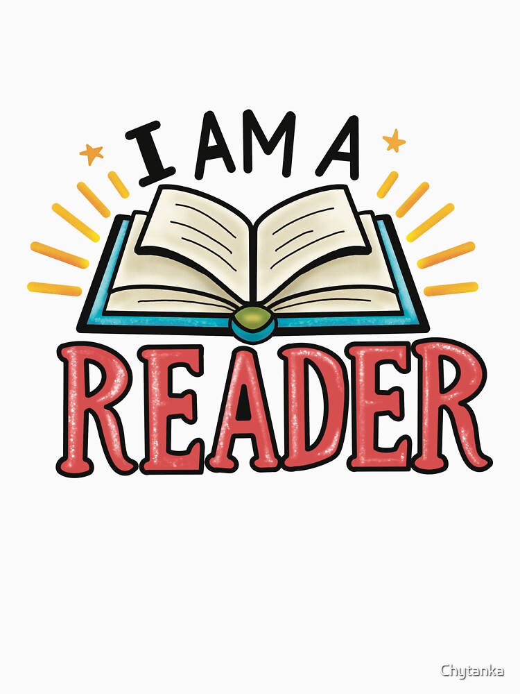 I Am a Reader Book Lover Quote with Open Book by Chytanka