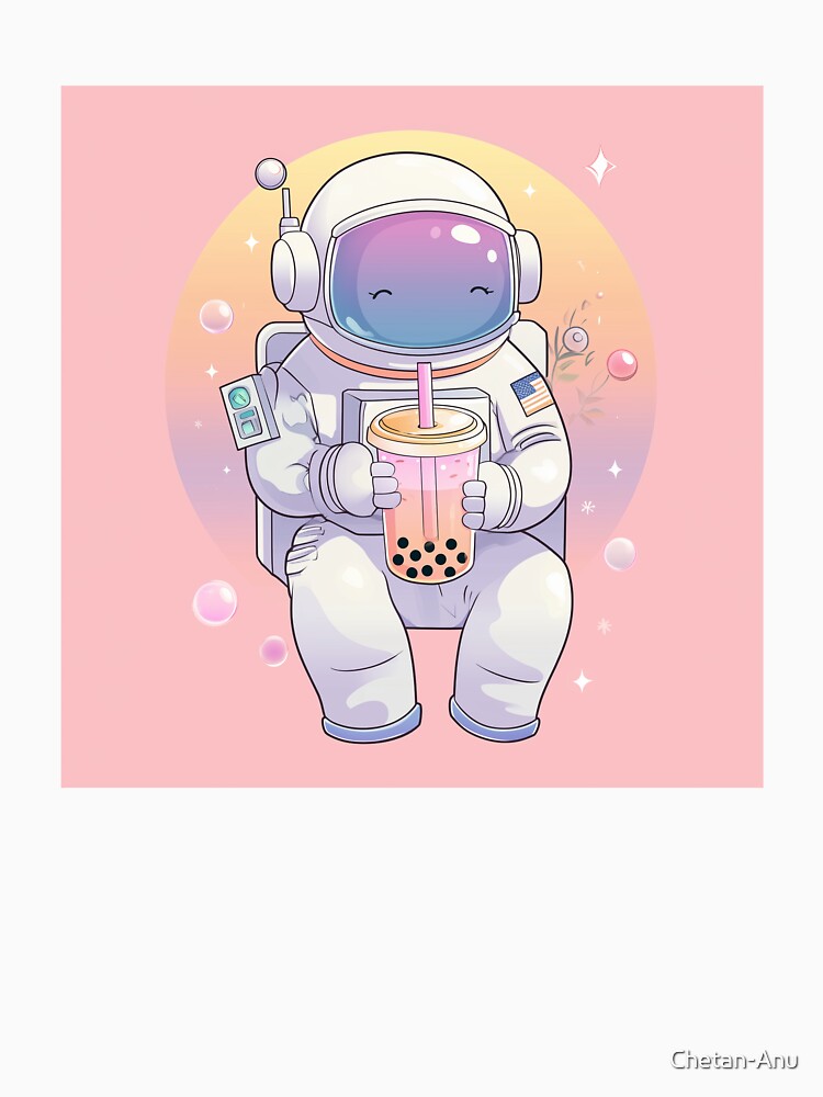 Cute Astronaut with bubble tea by Chetan-Anu T-Shirts, Hoodie, Sweatshirt | BlankRebels.com (Image 3)