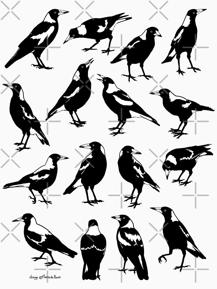 AUSTRALIAN MAGPIES - tee shirt layout (choose your colour) by pavlovais Hoodie, Sweatshirt | BlankRebels.com (Image 3)