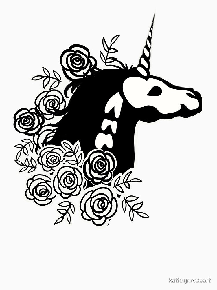 White gothic unicorn skeleton by kathrynroseart T-Shirts, Hoodie, Sweatshirt | BlankRebels.com (Image 3)