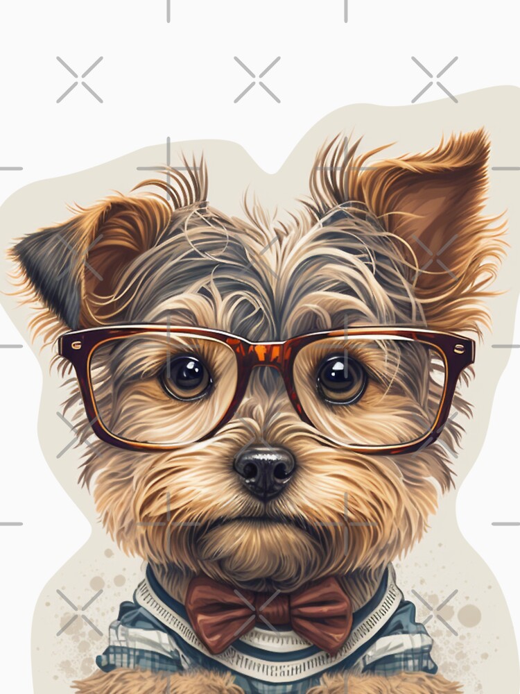 Funny dog Yorkshire Terrier with glasses funny cute decorative dog for dog lovers by RSDESIGNSteam T-Shirts,... (Image 3)