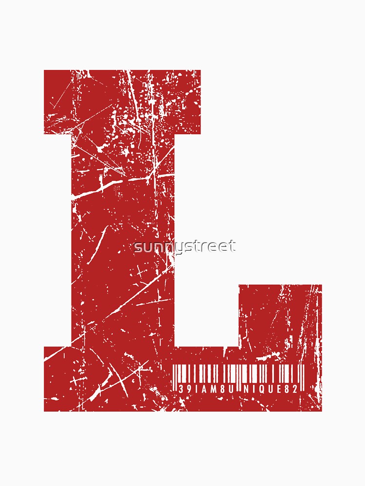 Red Grunge Monogram Letter "L" I Am Unique by SunnyStreet T-Shirts, Hoodie, Sweatshirt | BlankRebels.com (Image 3)