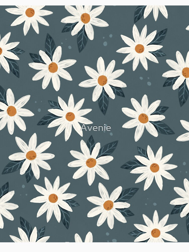 Boho Daisies Floral Print In Midnight Teal by Avenie T-Shirts, Hoodie, Sweatshirt | BlankRebels.com (Image 2)
