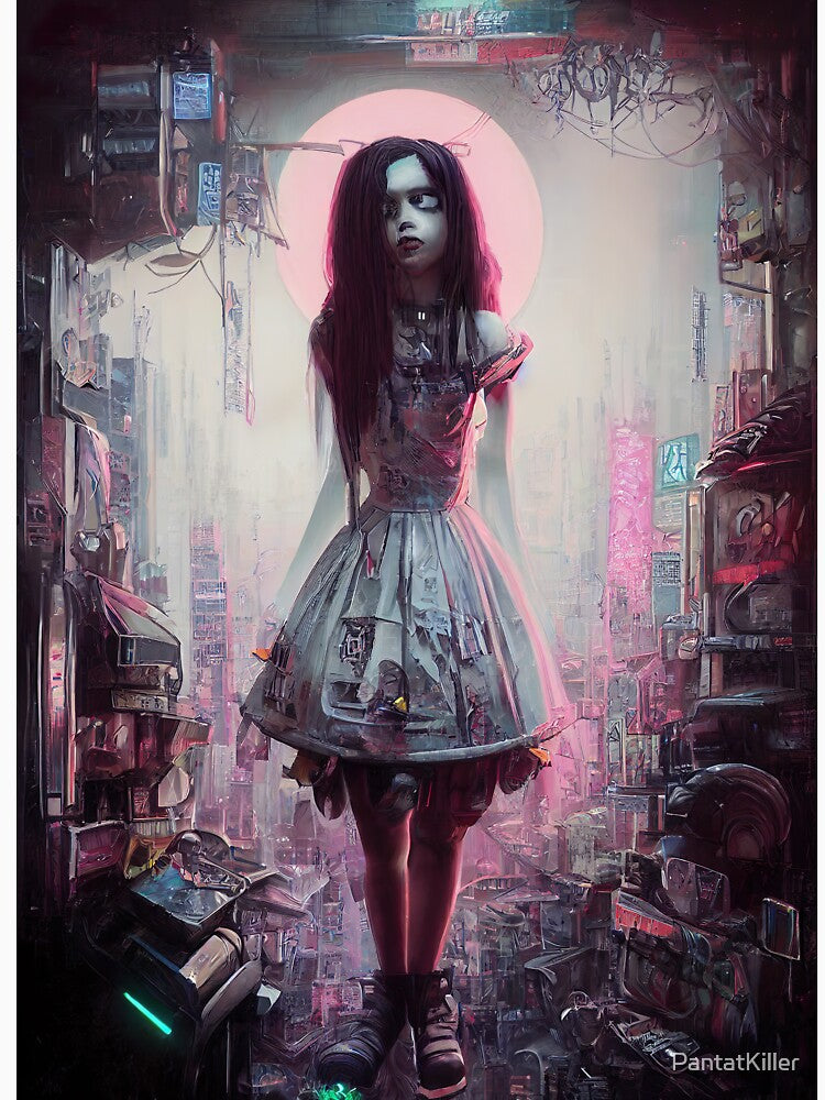 Cyberpunk Lady Style Gothic in Tokyo City Board Art Prints by PantatKiller