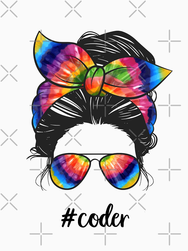 Messy bun coder - coder life - funny gift idea for female coder girl by SANA MAMOUN ALAJJAN T-Shirts, Hoodie,... (Image 3)