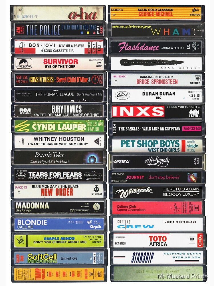 1980s Hits - Best songs of the '80s - Greatest Singles Cassette Print by Mr Mustard Prints T-Shirts, Hoodie,... (Image 3)