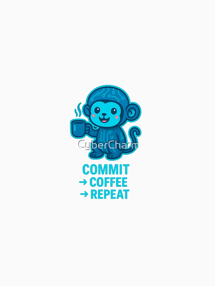 Commit Coffee Repeat – Cute Coder Monkey by CyberCharm T-Shirts, Hoodie, Sweatshirt | BlankRebels.com (Image 3)