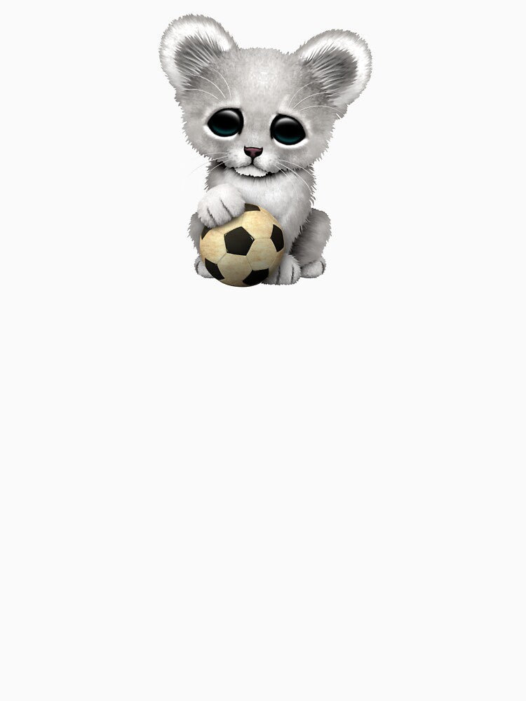 White Lion Cub With Football Soccer Ball by JeffBartels