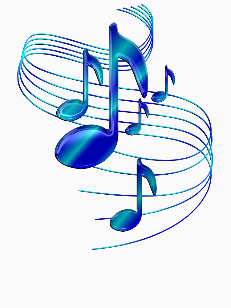 Blue Flowing Music Notes by CoolDoodles T-Shirts, Hoodie, Sweatshirt | BlankRebels.com (Image 3)