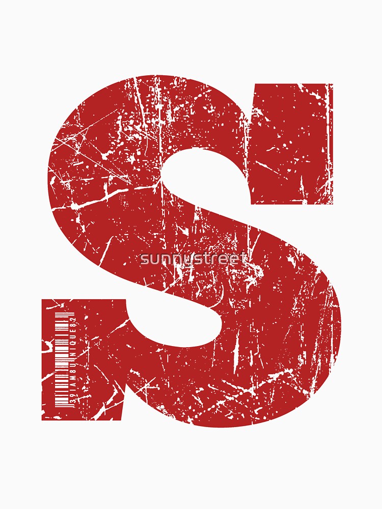 Red Grunge Monogram Letter "S" I Am Unique by SunnyStreet T-Shirts, Hoodie, Sweatshirt | BlankRebels.com (Image 3)