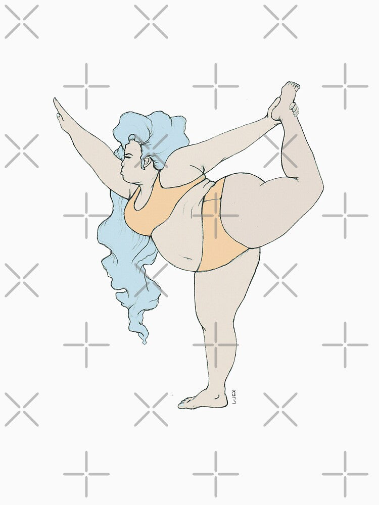 curvy blue hair woman  practice yoga asana dancer pose by Pastelove T-Shirts, Hoodie, Sweatshirt | BlankRebels.com (Image 3)