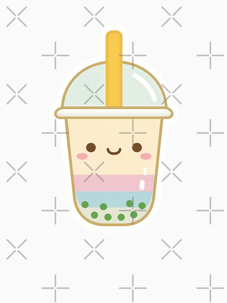 Kawaii Rainbow Bubble Tea – Cute Smiling Boba Drink Sticker Design by BobaBunny76 T-Shirts, Hoodie, Sweatshirt (Image 3)