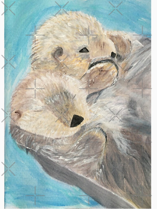 'Significant Otter' Otters Holding Hands Painting by Drawn By Hand Designs T-Shirts, Hoodie, Sweatshirt (Image 2)