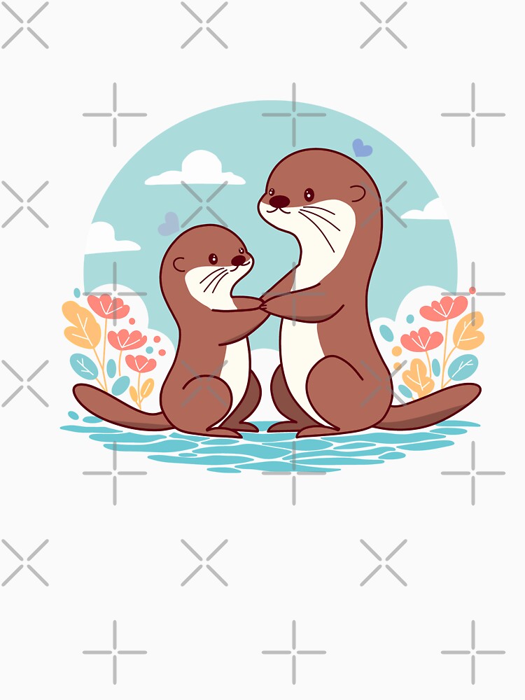 Cute Otters Holding Hands - Adorable Animal Couple by ExInfernis T-Shirts, Hoodie, Sweatshirt | BlankRebels.com (Image 3)