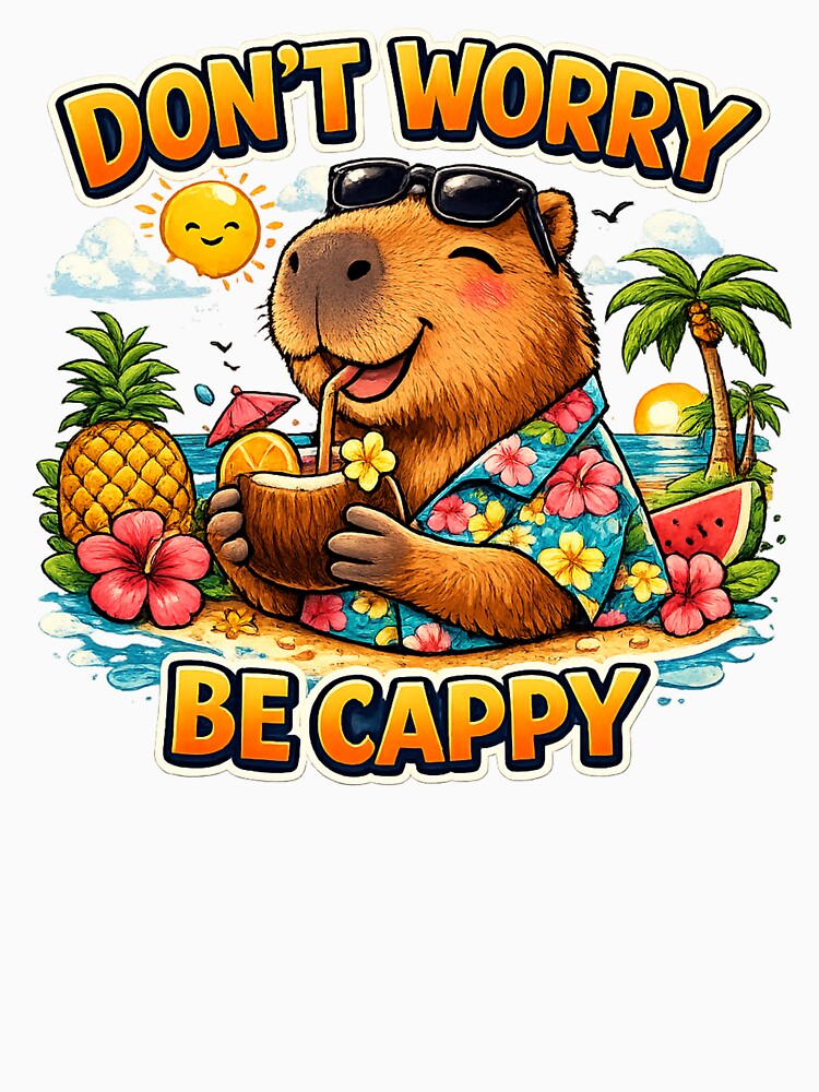 DON’T WORRY BE CAPPY – Cute Capybara Drinking Cocktail Funny Tropical Summer T-Shirts, Hoodie, Sweatshirt