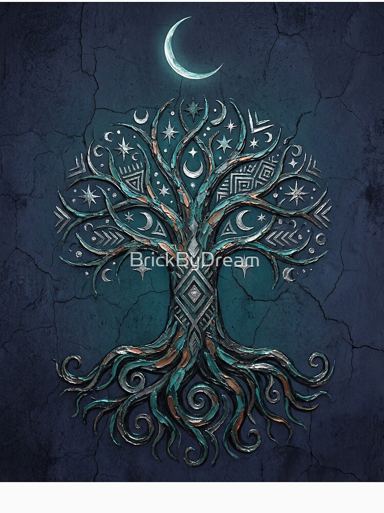 Tree of Life Under Crescent Moon - Dark Aesthetic by BrickByDream T-Shirts, Hoodie, Sweatshirt | BlankRebels.com (Image 3)