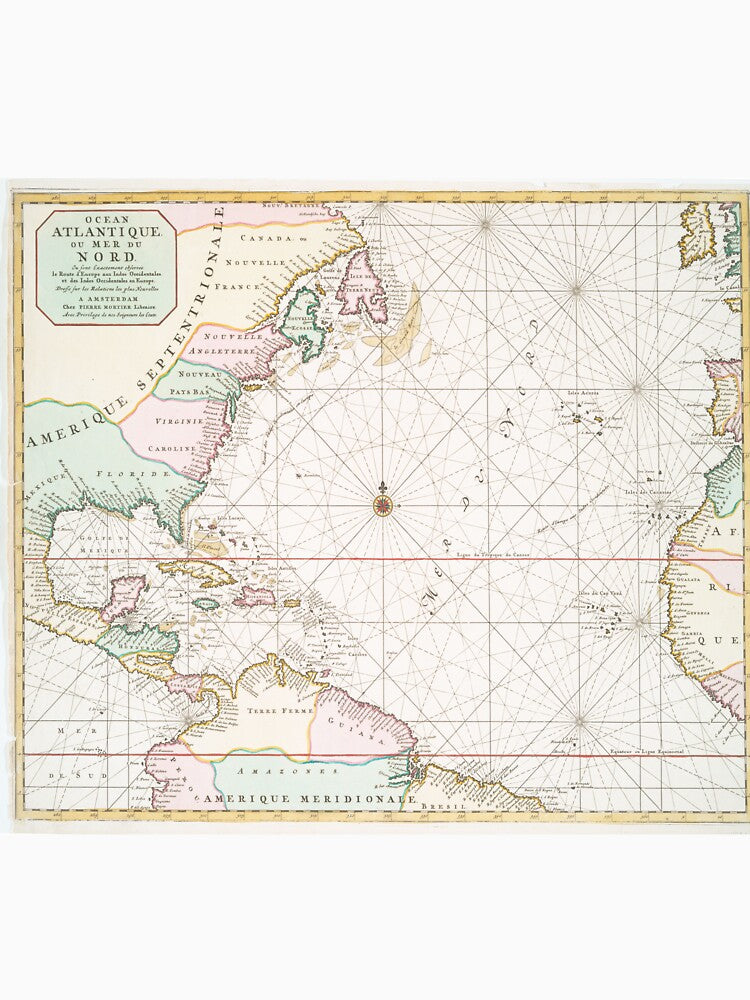Vintage Atlantic Ocean & North America Map (1700s) by BravuraMedia T-Shirts, Hoodie, Sweatshirt | BlankRebels.com (Image 3)
