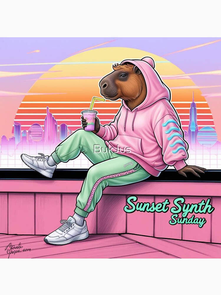 Capybara Chill – Sunset Synth Sunday by BukJus T-Shirts, Hoodie, Sweatshirt | BlankRebels.com (Image 3)