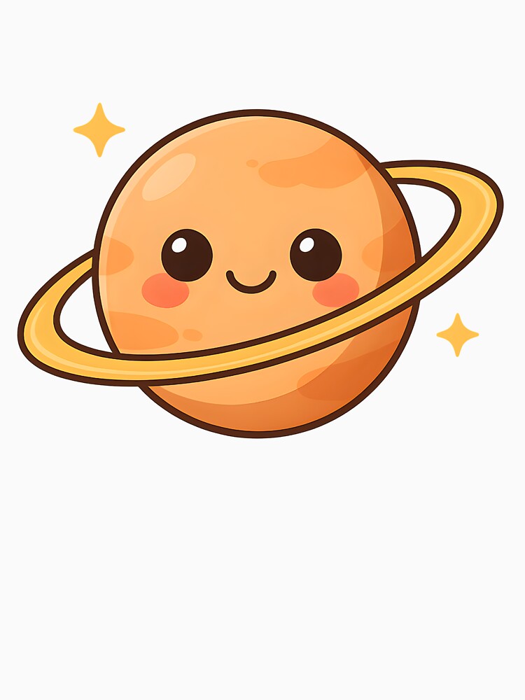 Cute Kawaii Planet with Rings – Adorable Space Sticker by mohammed1478 T-Shirts, Hoodie, Sweatshirt (Image 3)