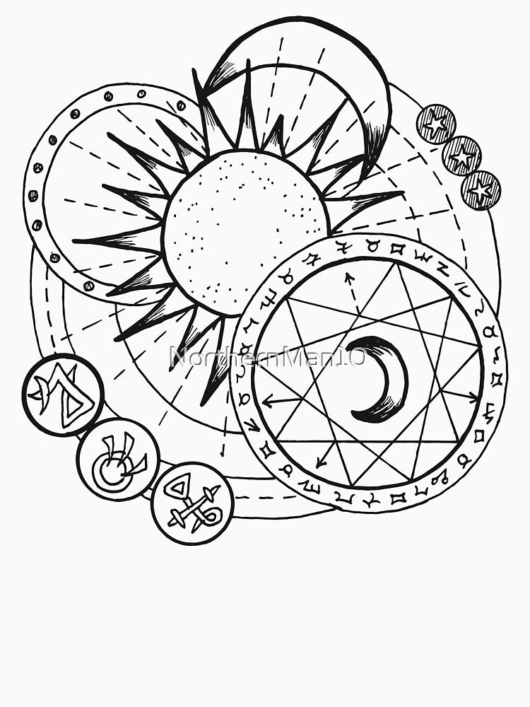 Celestial Alchemy | Sun & Moon Zodiac Sigil Design by NorthernMan10 T-Shirts, Hoodie, Sweatshirt | BlankRebels.com (Image 3)