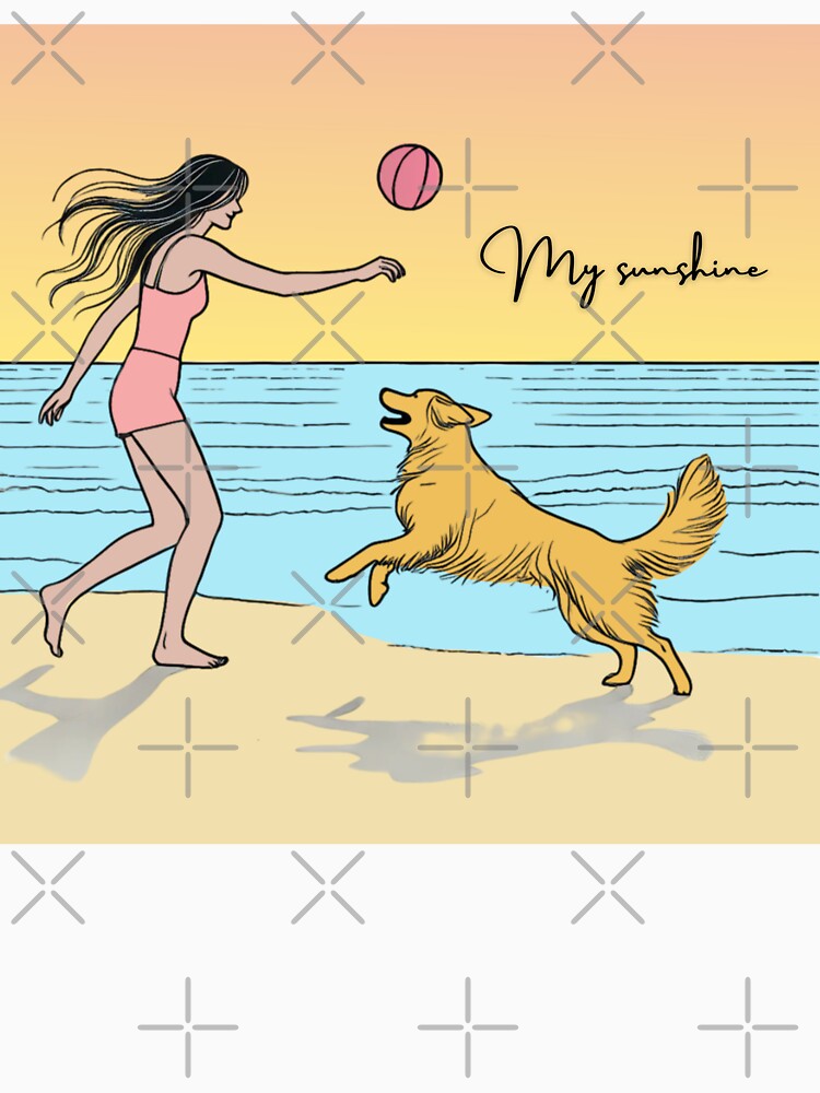 My sunshine - dog and girl minimalist beach illustration by kstheladesigns T-Shirts, Hoodie, Sweatshirt (Image 3)
