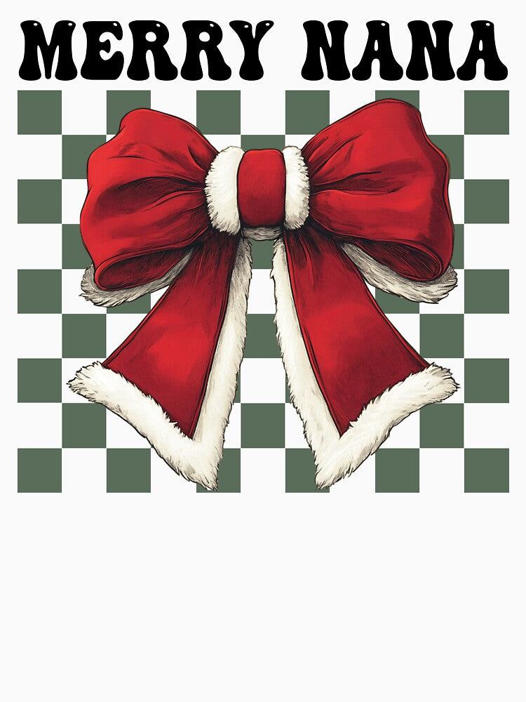 Merry Nana Checkered Coquette Bow shirt, Christmas Shirts & Gifts for Mom, New year gift, Cozy Checkered Bow... (Image 3)