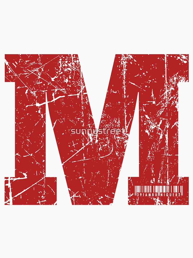 Red Grunge Monogram Letter "M" I Am Unique by SunnyStreet T-Shirts, Hoodie, Sweatshirt | BlankRebels.com (Image 3)