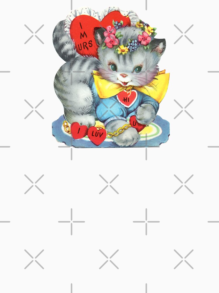 Cute Cat Kitten Vintage Valentine Card Flowers Hearts by JimNEmDesigns T-Shirts, Hoodie, Sweatshirt (Image 3)
