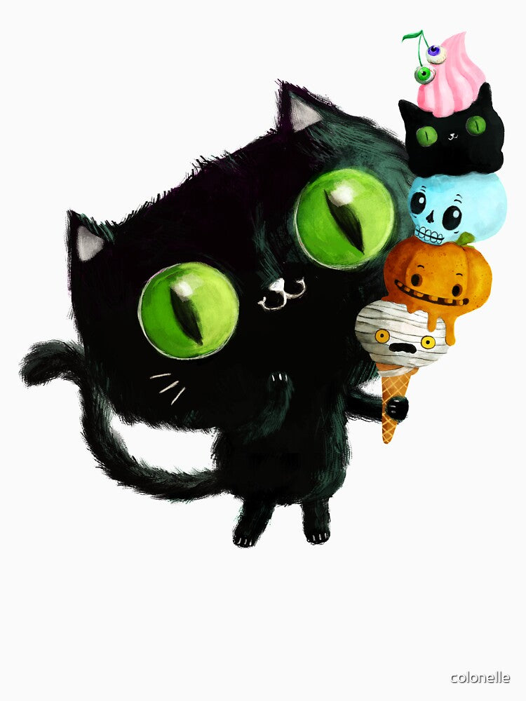 Halloween Black cat with Hallooween Treat (or trick) by colonelle T-Shirts, Hoodie, Sweatshirt | BlankRebels.com (Image 3)