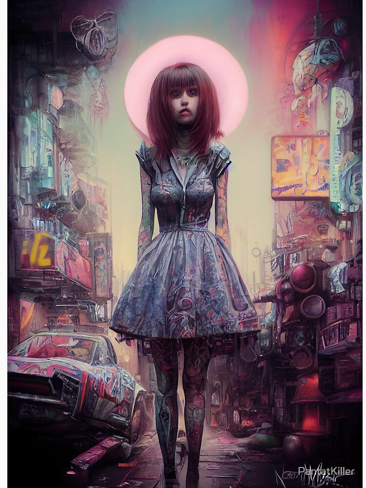 Cyberpunk Girl London City Wall Art Prints T-Shirts, Hoodie, Sweatshirt
