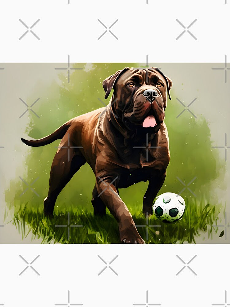 brown cane corso dog play soccer by PTB Art Design
