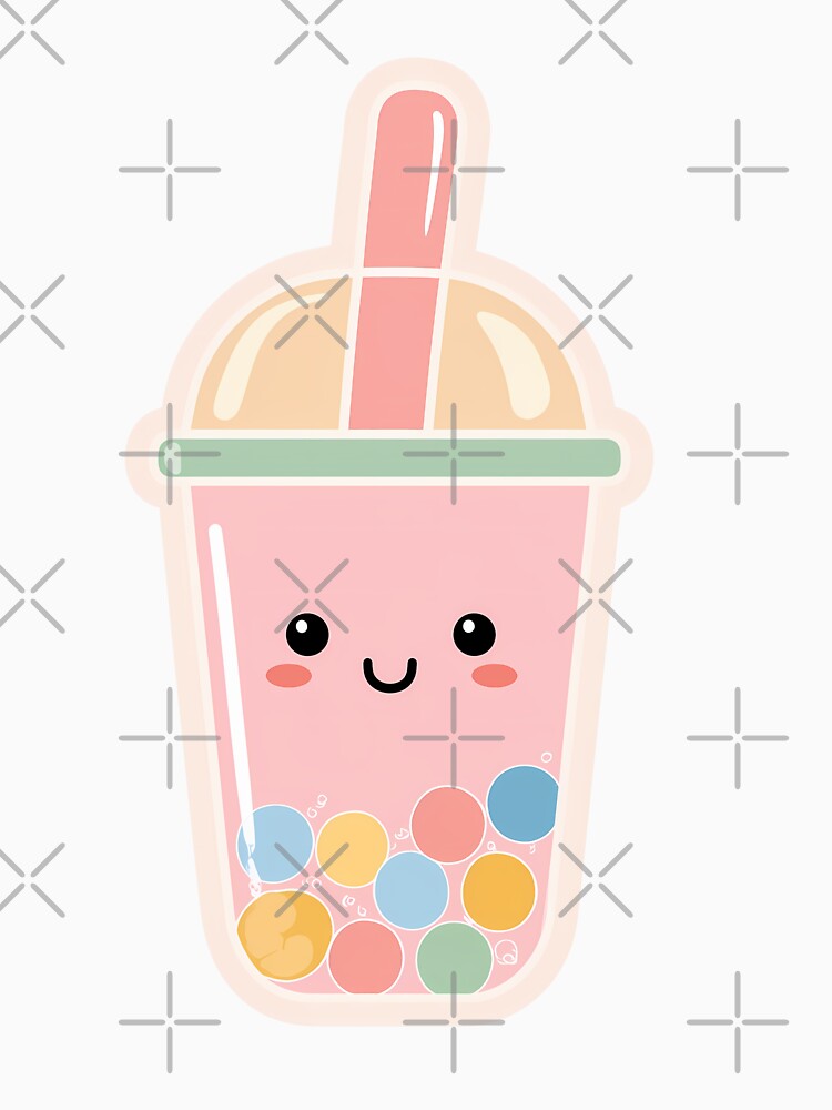 Kawaii  Bubble Tea – Cute Smiling Boba Drink Sticker Design by BobaBunny76 T-Shirts, Hoodie, Sweatshirt (Image 3)