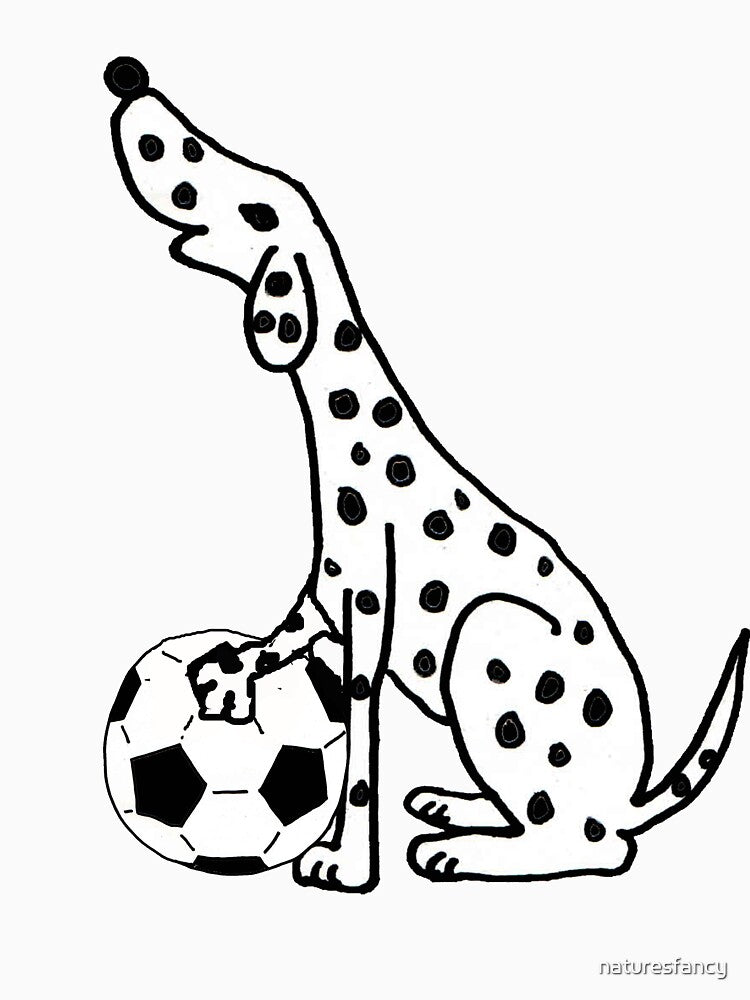 Funny Dalmatian Dog Playing Soccer Cartoon by Nature's Fancy