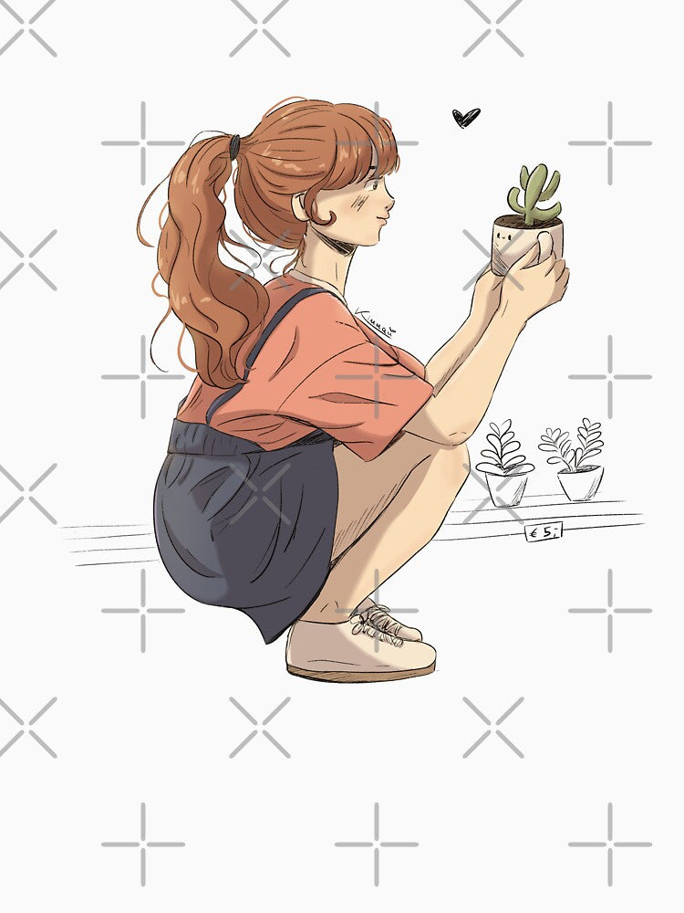 Girl with Plant - Cozy Soft Aesthetic Illustration by Kimmaii T-Shirts, Hoodie, Sweatshirt | BlankRebels.com (Image 3)
