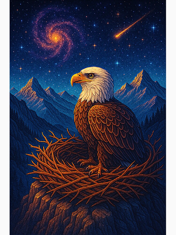 Cosmic Eagle Nesting in Mountain Galaxy Sky by Expl0rer T-Shirts, Hoodie, Sweatshirt | BlankRebels.com (Image 3)