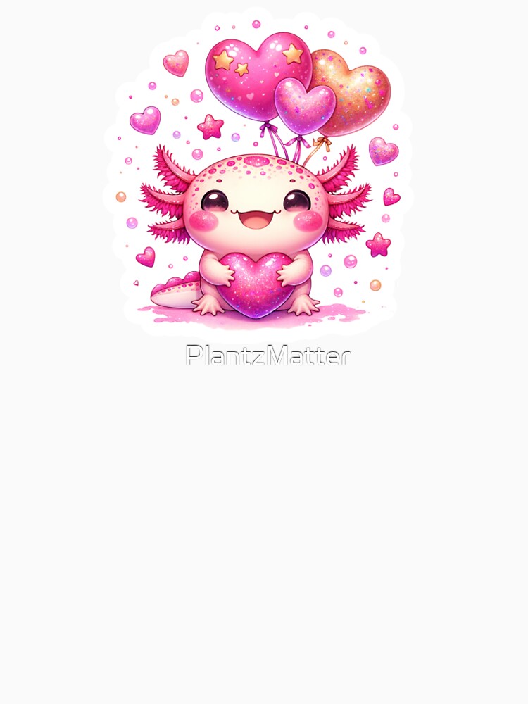 Kawaii Axolotl With Valentine's Day Hearts by PlantzMatter T-Shirts, Hoodie, Sweatshirt | BlankRebels.com (Image 2)