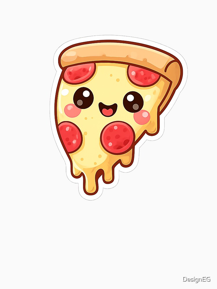 Cute Kawaii Pizza Slice Character Happy Food Sticker by DesignEG T-Shirts, Hoodie, Sweatshirt | BlankRebels.com (Image 3)