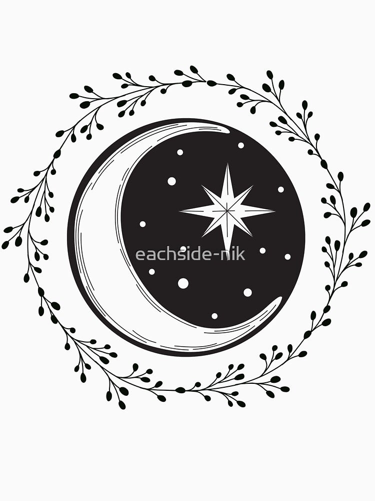 CELESTIAL CRESCENT BOHO MOON AND STARS SPIRITUAL DESIGN by eachside-nik T-Shirts, Hoodie, Sweatshirt (Image 3)