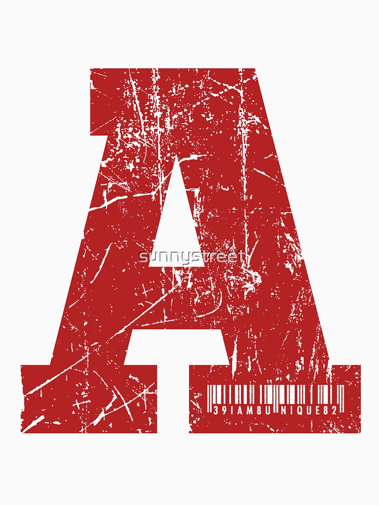 Red Grunge Monogram Letter "A" I Am Unique by SunnyStreet T-Shirts, Hoodie, Sweatshirt | BlankRebels.com (Image 3)