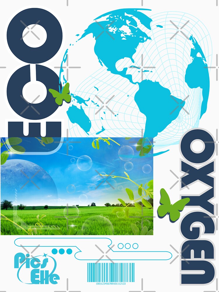 Frutiger Aero Oxygen – Futuristic Nature Graphic – Digital Earth Design by Pics'Elle Creations T-Shirts,... (Image 3)