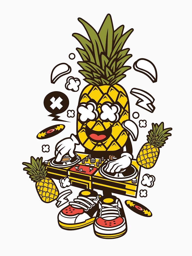 Dj Pineapple Cartoon Character - Juicy summer sounds Dance-Club-Music-Party-Fun by Nickelparis T-Shirts,... (Image 3)