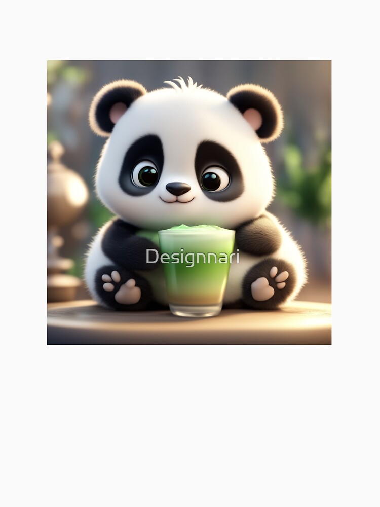Sleepy Panda with Matcha Latte – Cute Aesthetic Matcha Lover T-Shirt by Designnari
