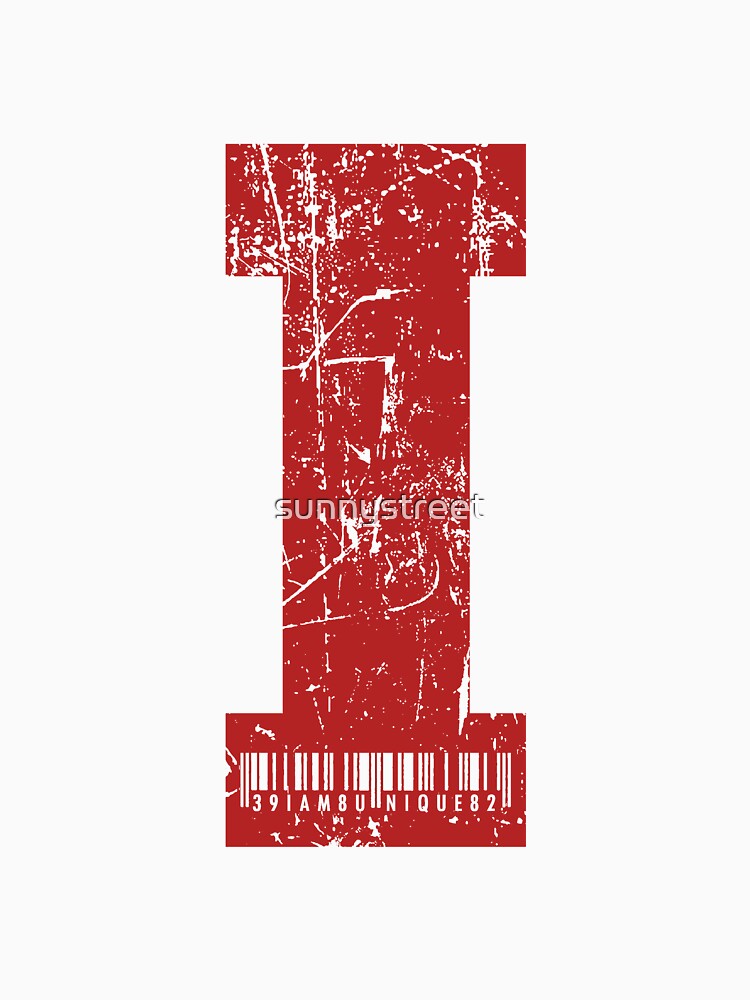 Red Grunge Monogram Letter "I" I Am Unique by SunnyStreet T-Shirts, Hoodie, Sweatshirt | BlankRebels.com (Image 3)