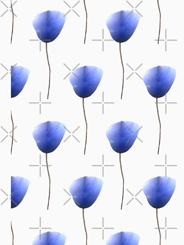 Blue poppy flower pattern on white by by-jwp T-Shirts, Hoodie, Sweatshirt | BlankRebels.com (Image 3)